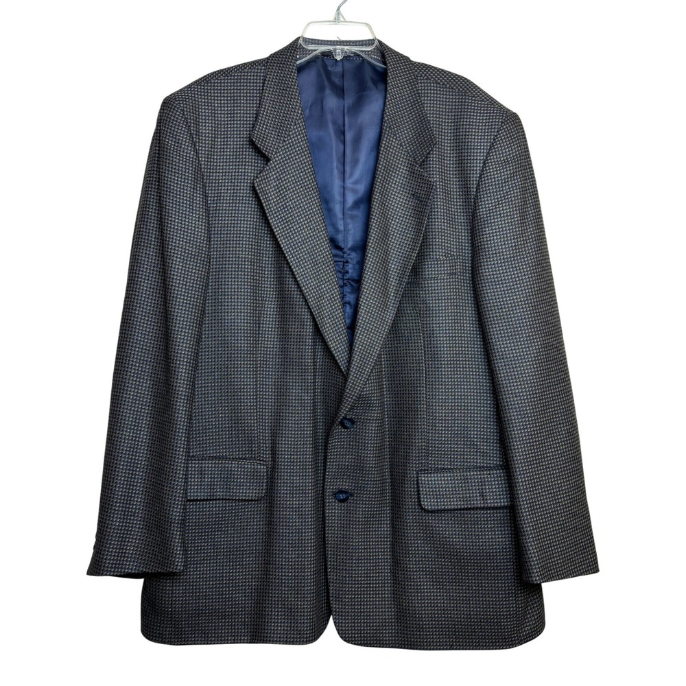 Petrocelli 48L Men's Silk Wool Blazer Navy Gold Geometric Box Pattern Sport Coat